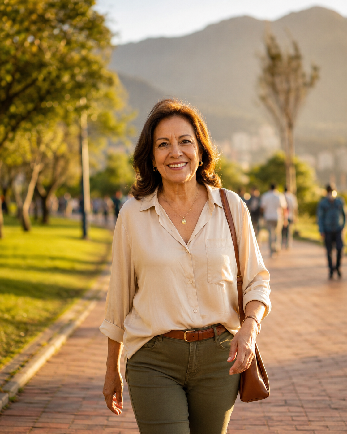 Mujer caminando con vitalidad